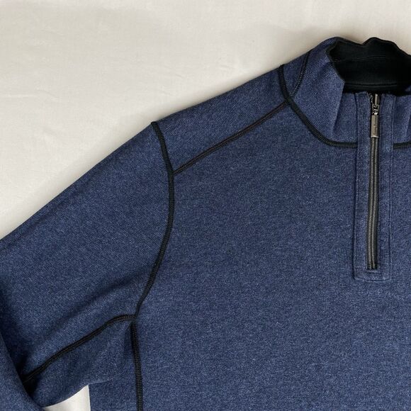 Tommy Bahama Flip Coast Reversible Sweater Half Zip Men's XL Heather Blue Black - Picture 3 of 16
